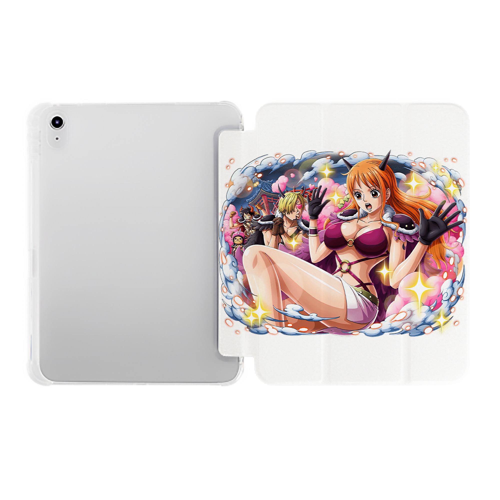（画像用） ワンピース ナミ ONE PIECE Nami IPad ケース ペン収納付き 三つ折りスタンド PUレザー×シリコン 対応機種9.5/10.5/10.9インチ